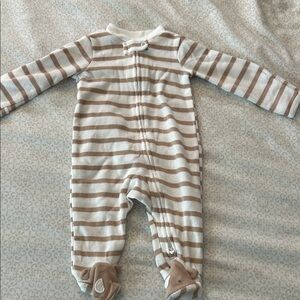 Carter's Brown and White Striped Footed Pajamas